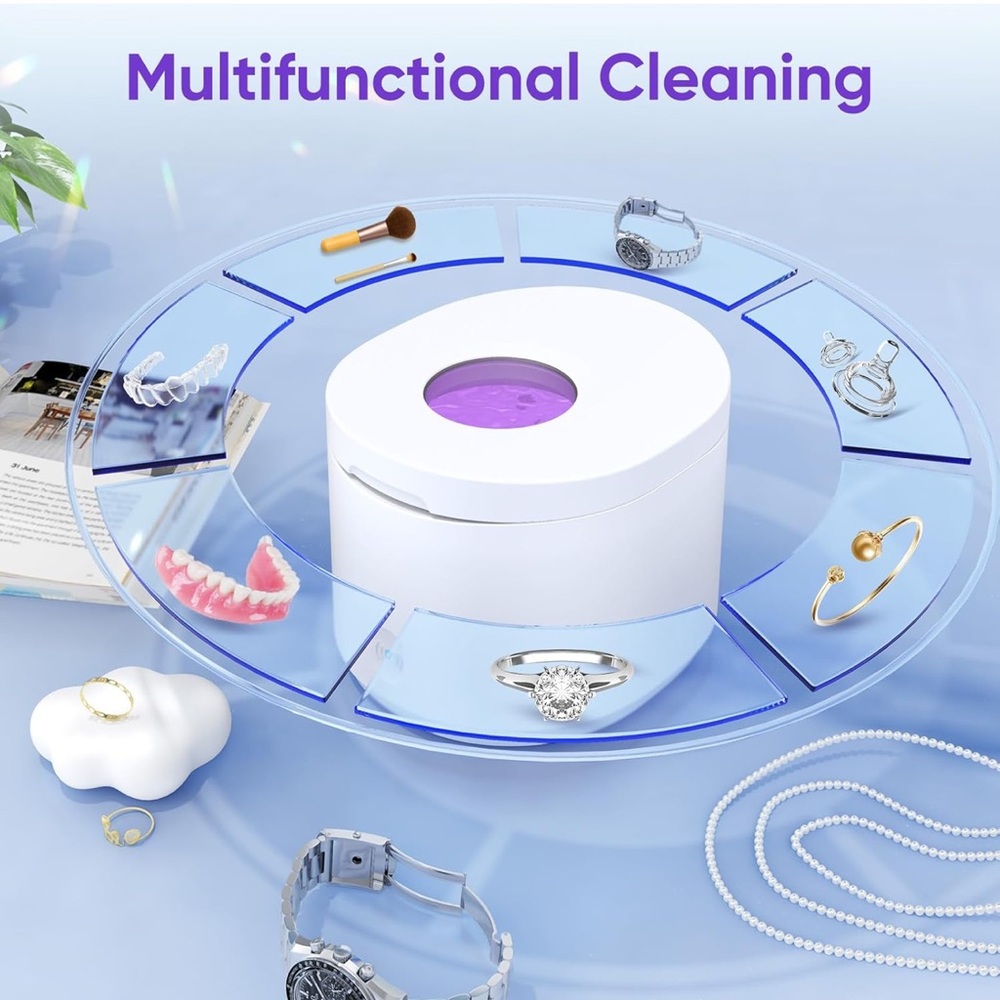Ultrasonic retainer cleaner machine, for mouthguard, braces, rings,etc